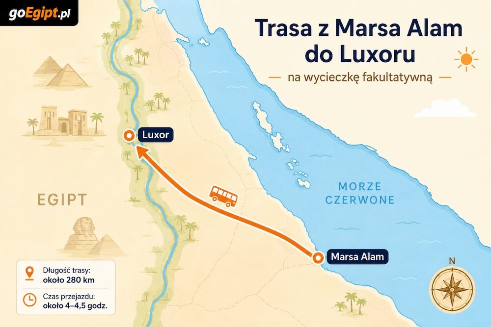 Trasa z Marsa Alam do Luxoru na wycieczkę fakultatywną