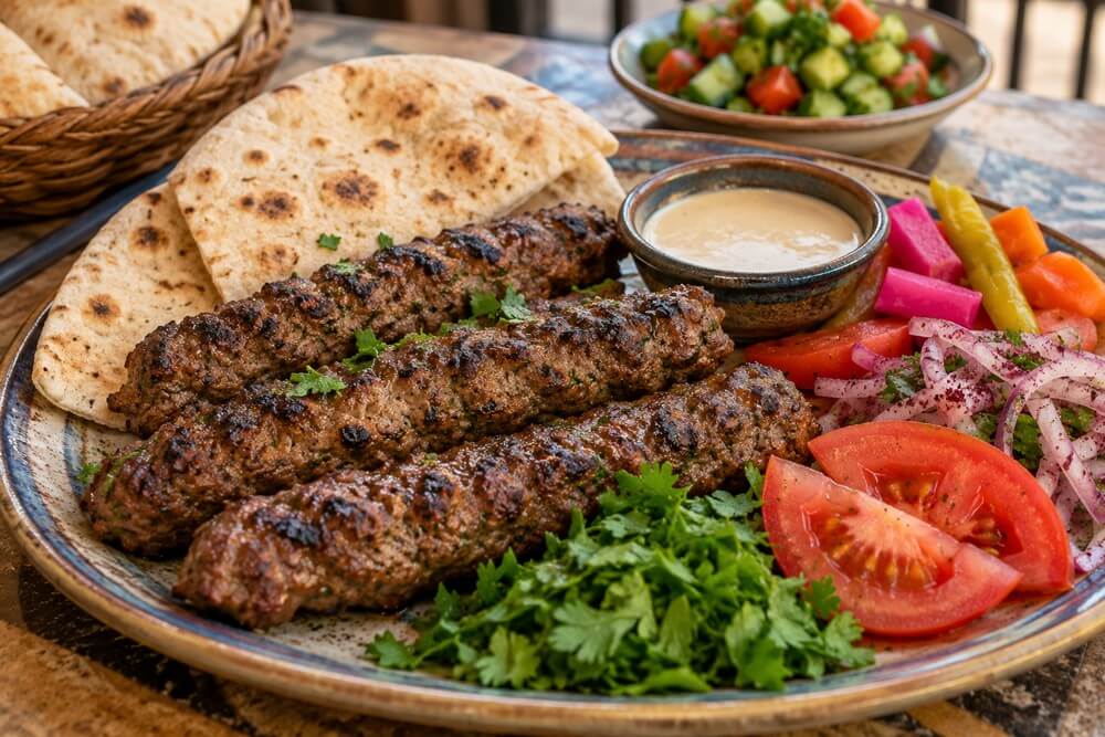 Grillowana kofta z pieczywem baladi i sosem tahini