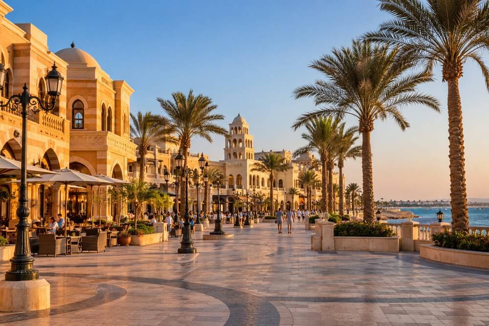Promenada i Old Town w Sahl Hasheesh nad Morzem Czerwonym