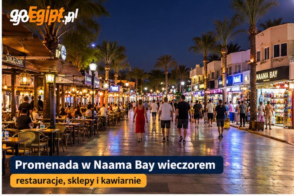 Promenada w Naama Bay wieczorem – restauracje, sklepy i kawiarnie