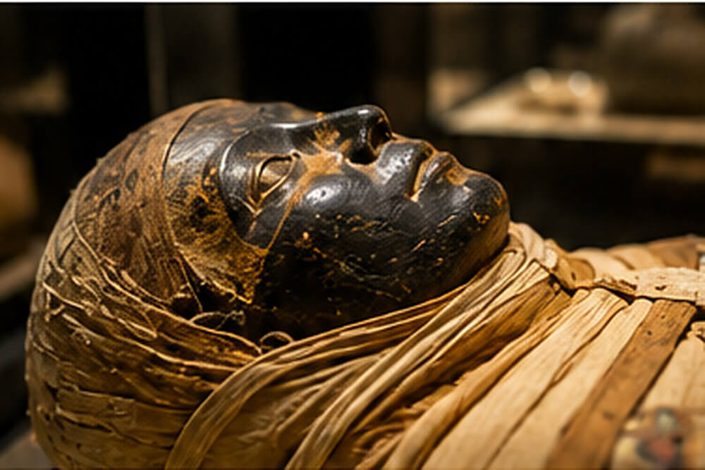 Wizualizacja egipskiej mumii prezentowanej w muzeum