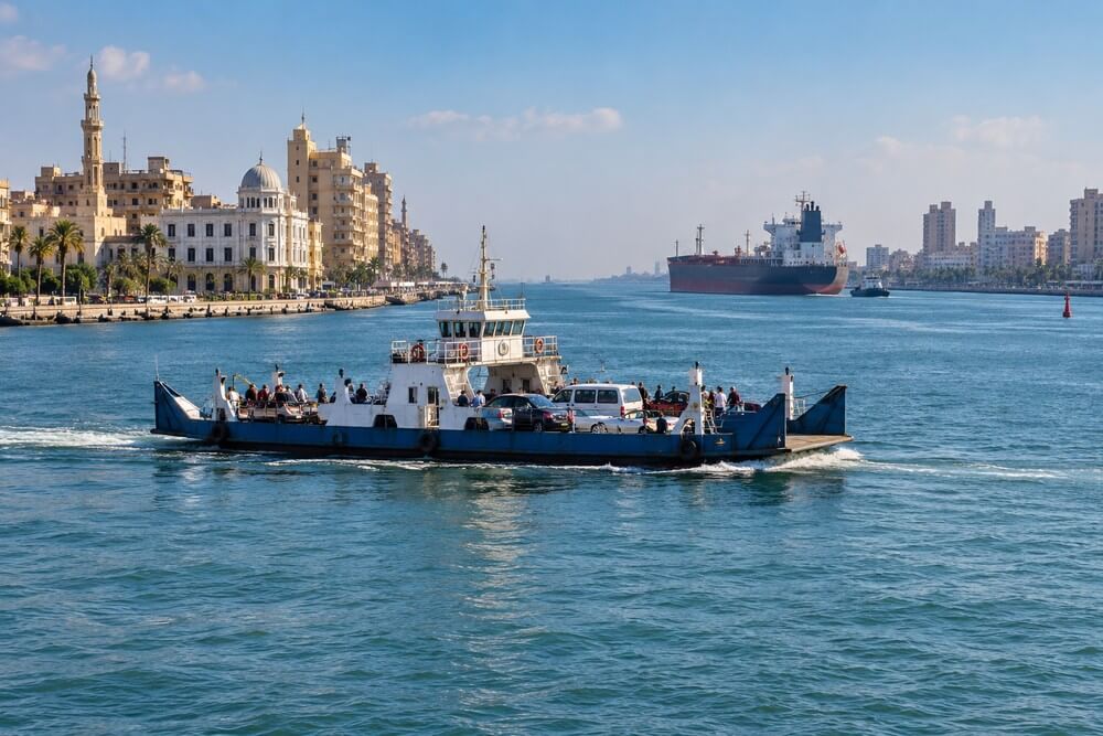 Prom między Port Said i Port Fuad na Kanale Sueskim