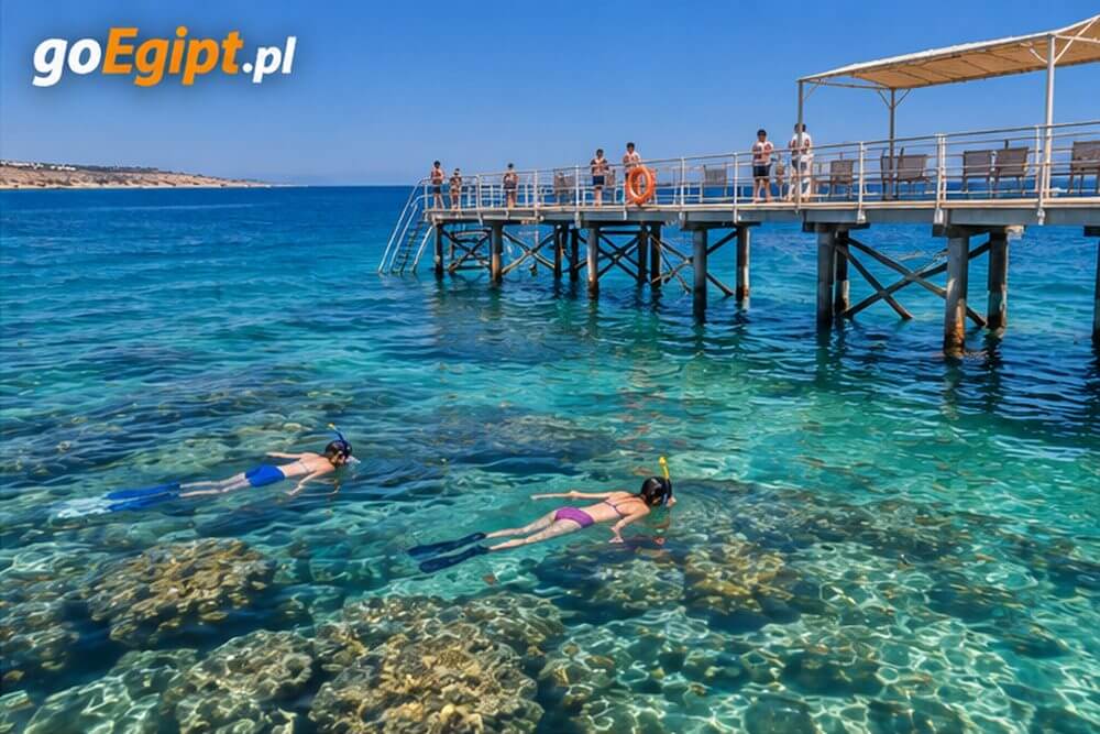 Rafa koralowa i pomost przy hotelu w Sharks Bay w Sharm el Sheikh