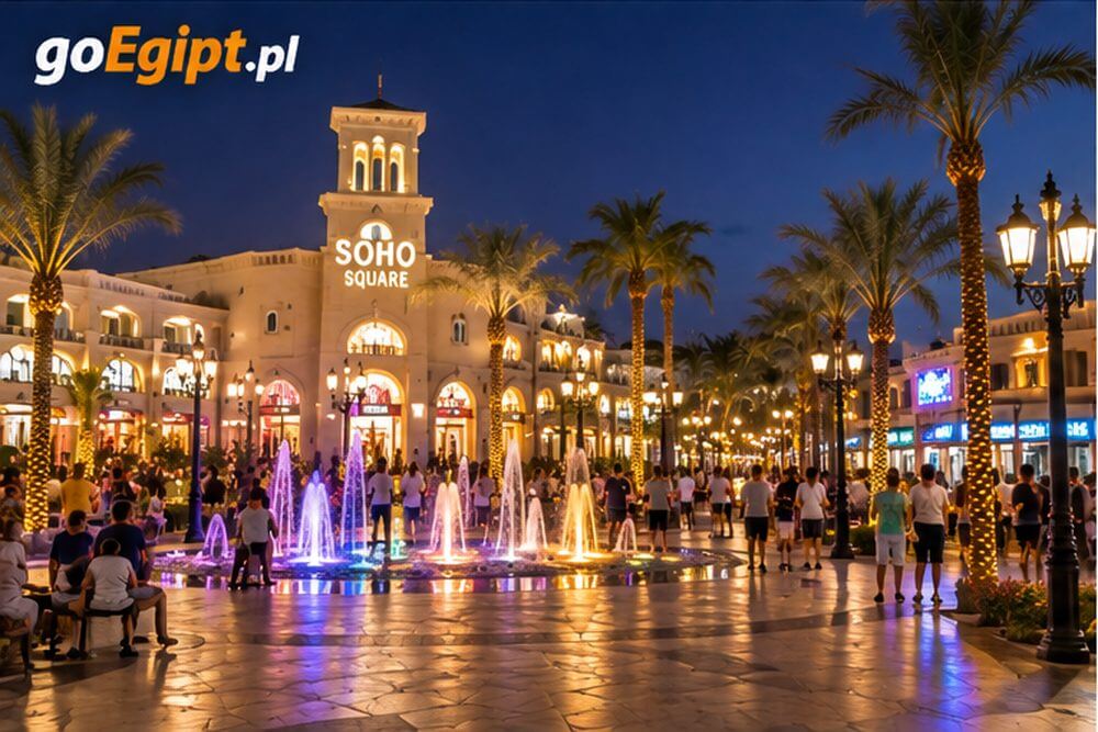 SOHO Square w Sharm el Sheikh wieczorem – restauracje i promenada