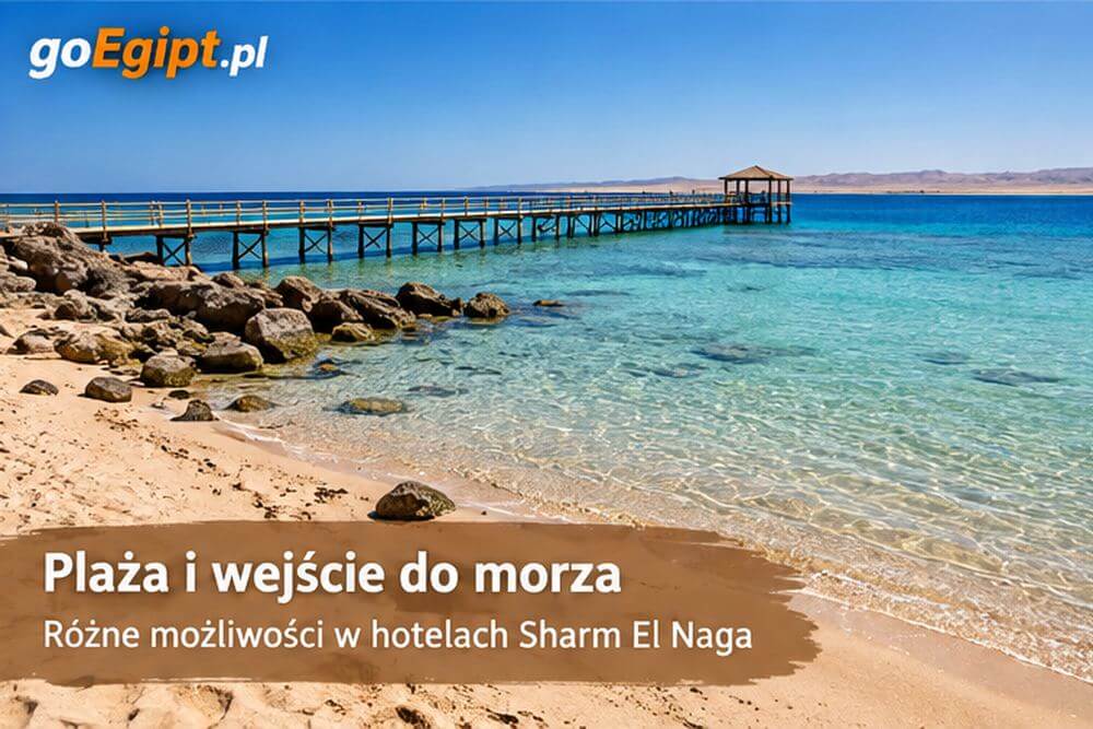 Wejście do morza i plaża w Sharm El Naga