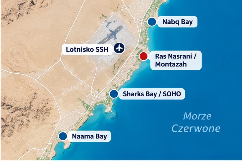 Mapa Ras Nasrani i Montazah w Sharm el Sheikh