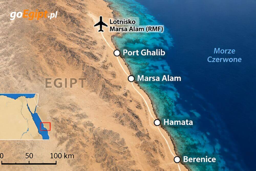 Mapa Hamata i Berenice na południu Marsa Alam