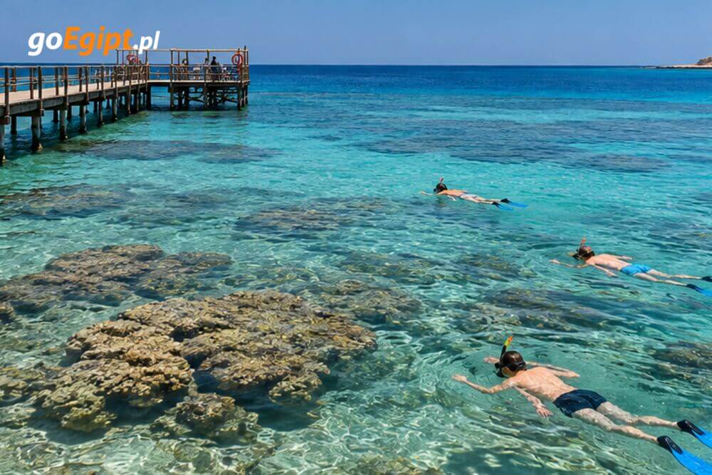 Rafa i wejście do morza przy hotelu na południu Marsa Alam
