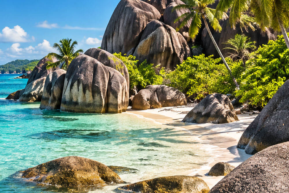 Granitowe głazy przy plaży Anse Source d’Argent na La Digue