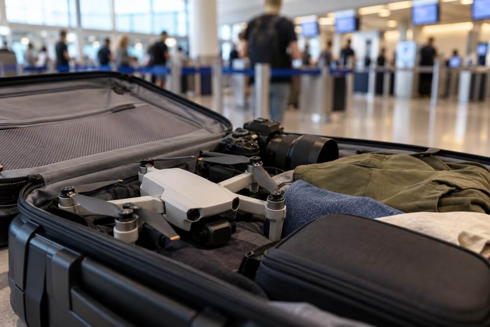 Mały dron w bagażu przed wylotem do Egiptu