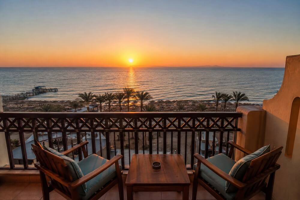 Pokój front sea view w hotelu w Egipcie z bezpośrednim widokiem na Morze Czerwone