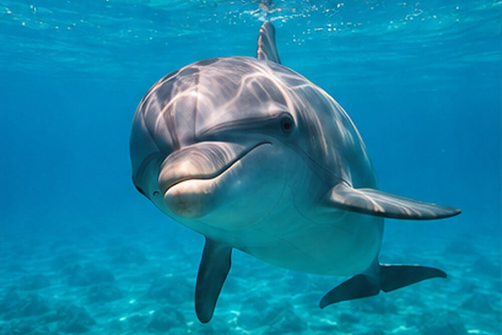 Delfin płynący w przejrzystej wodzie nad rafą Morza Czerwonego